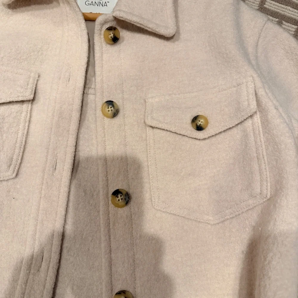 Aritzia Wilfred Free The Ganna Wool Crop Shirt Jacket, Size XS - Picture 3 of 5